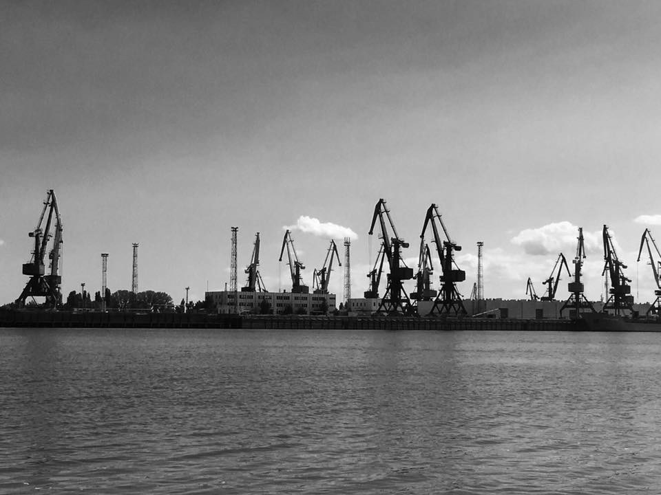 Gigant cranes b&w