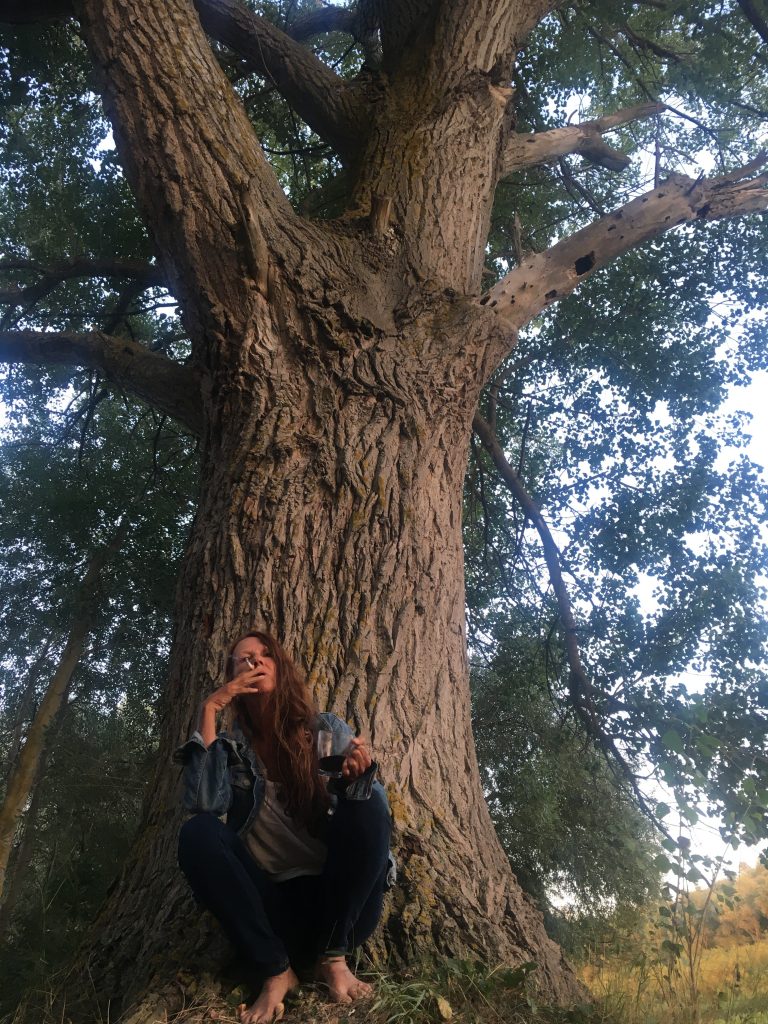 Christine communes with Tree